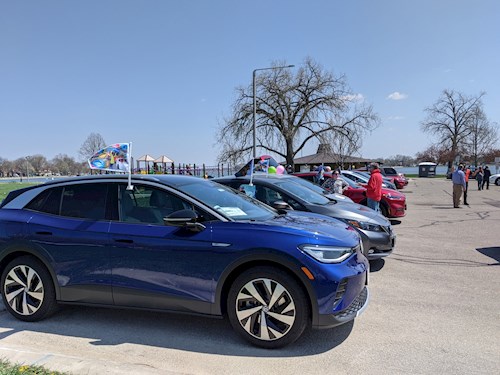 Row of electric vehicles