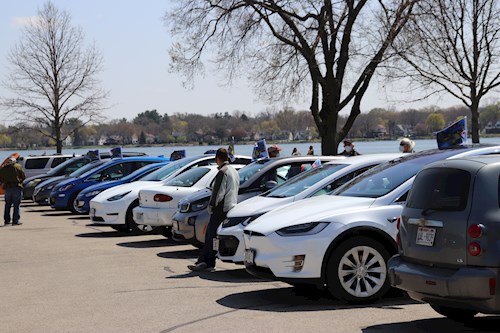 Row of electric vehicles