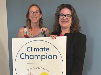 Photo of 2025 Climate Champion with Dane County Executive Melissa Agard