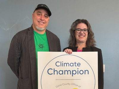 Photo of 2025 Climate Champion with Dane County Executive Melissa Agard