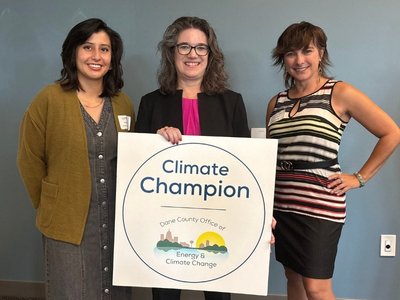 Photo of 2025 Climate Champion with Dane County Executive Melissa Agard