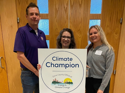 Photo of 2026 Climate Champion with Dane County Executive Melissa Agard