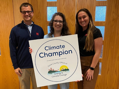 Photo of 2026 Climate Champion with Dane County Executive Melissa Agard