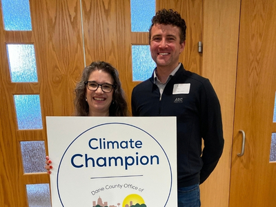 Photo of 2026 Climate Champion with Dane County Executive Melissa Agard