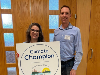Photo of 2026 Climate Champion with Dane County Executive Melissa Agard