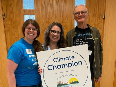 Photo of 2026 Climate Champion with Dane County Executive Melissa Agard