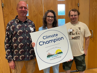 Photo of 2026 Climate Champion with Dane County Executive Melissa Agard