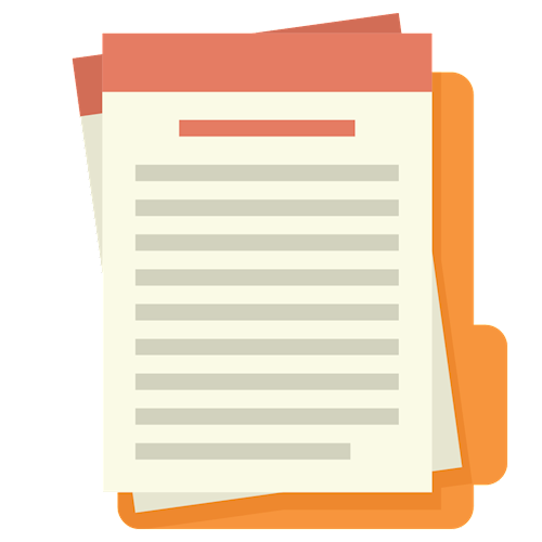 cartoon of white paper and orange folder
