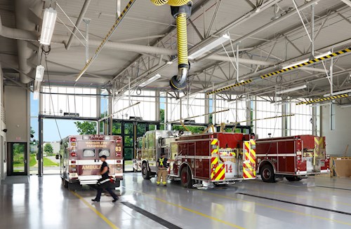 Fire truck garage at Fire Station 14