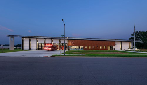 Fire Truck leaving Madison Fire Station 14