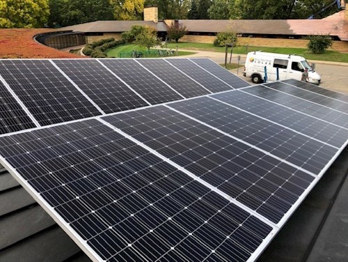 FUS campus with solar panels in foreground