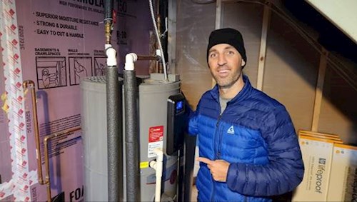 Stephen with his electric heat pump water heater